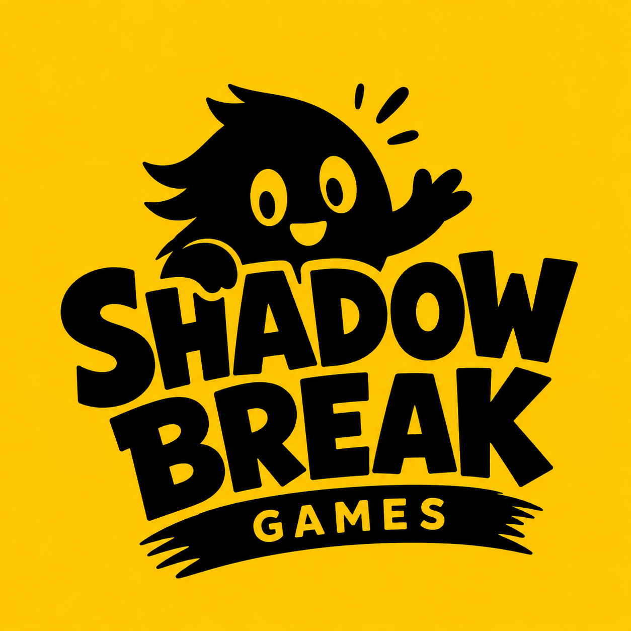 Shadow Break Games yellow logo with black mascot and lettering